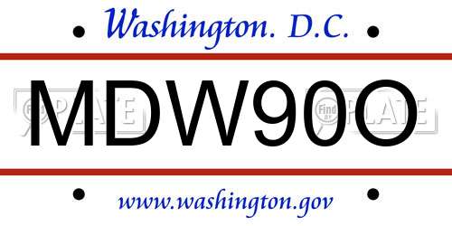 MDW90O District Of Columbia License Plate