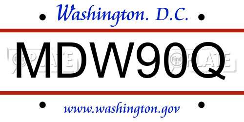 MDW90Q District Of Columbia License Plate