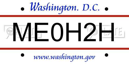 ME0H2H District Of Columbia License Plate