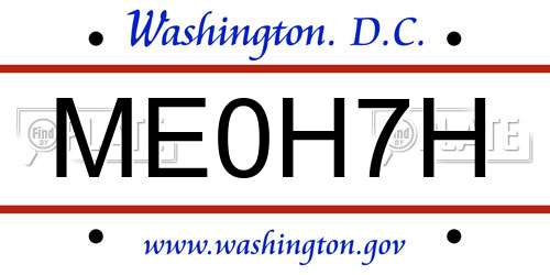 ME0H7H District Of Columbia License Plate