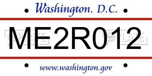 ME2R012 District Of Columbia License Plate