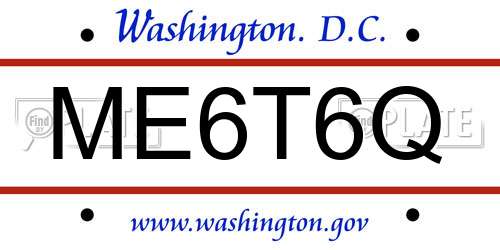 ME6T6Q District Of Columbia License Plate