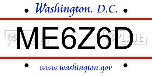 ME6Z6D District Of Columbia License Plate