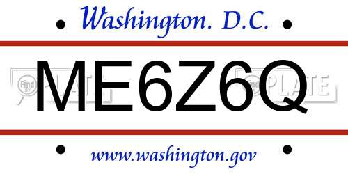 ME6Z6Q District Of Columbia License Plate