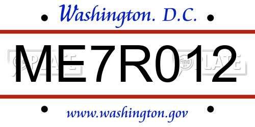 ME7R012 District Of Columbia License Plate
