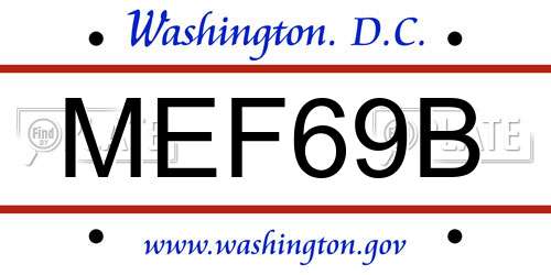 MEF69B District Of Columbia License Plate