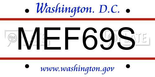 MEF69S District Of Columbia License Plate