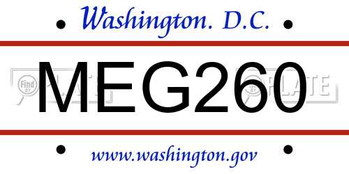 MEG260 District Of Columbia License Plate