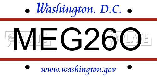 MEG26O District Of Columbia License Plate