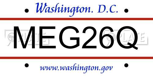 MEG26Q District Of Columbia License Plate