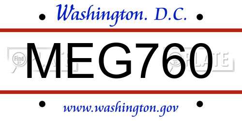 MEG760 District Of Columbia License Plate