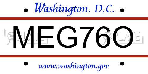 MEG76O District Of Columbia License Plate