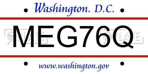 MEG76Q District Of Columbia License Plate