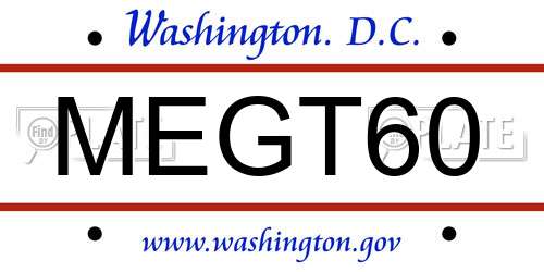MEGT60 District Of Columbia License Plate