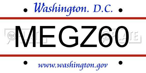 MEGZ60 District Of Columbia License Plate
