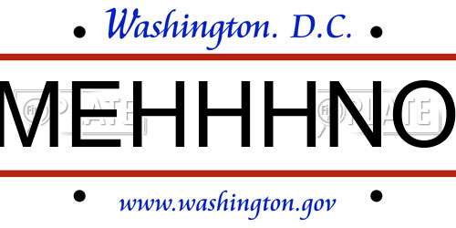 MEHHHNO District Of Columbia License Plate