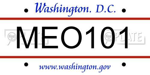 MEO101 District Of Columbia License Plate