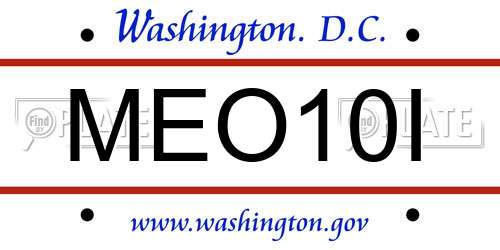 MEO10I District Of Columbia License Plate