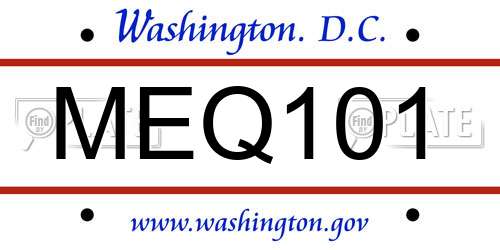 MEQ101 District Of Columbia License Plate