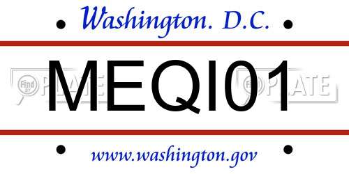 MEQI01 District Of Columbia License Plate