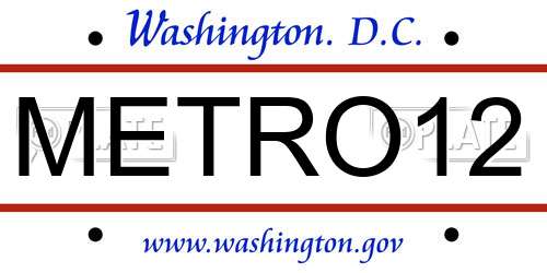 METRO12 District Of Columbia License Plate