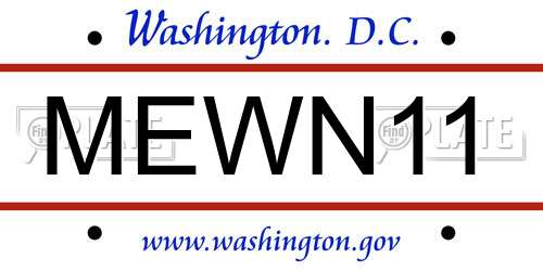 MEWN11 District Of Columbia License Plate