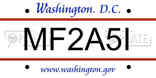 MF2A5I District Of Columbia License Plate