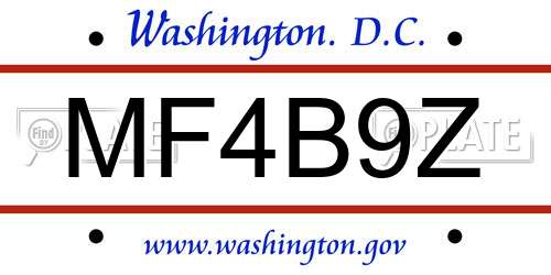 MF4B9Z District Of Columbia License Plate