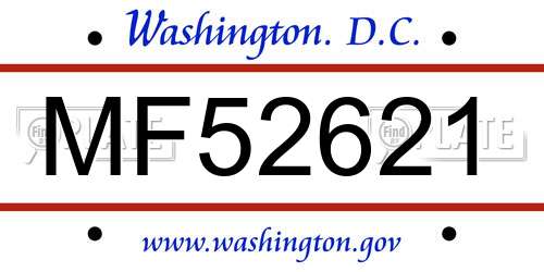 MF52621 District Of Columbia License Plate