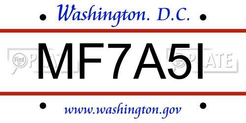 MF7A5I District Of Columbia License Plate