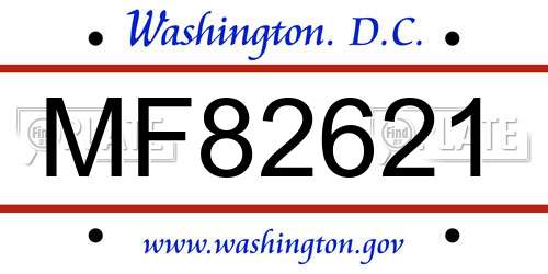 MF82621 District Of Columbia License Plate