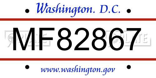 MF82867 District Of Columbia License Plate