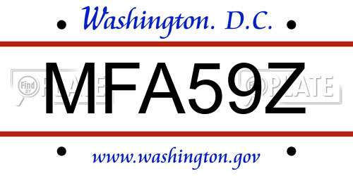 MFA59Z District Of Columbia License Plate