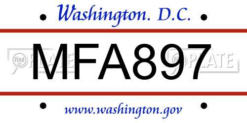 MFA897 District Of Columbia License Plate