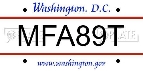 MFA89T District Of Columbia License Plate