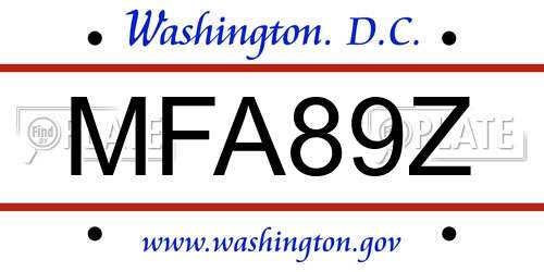 MFA89Z District Of Columbia License Plate