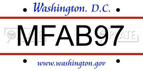 MFAB97 District Of Columbia License Plate
