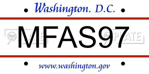 MFAS97 District Of Columbia License Plate