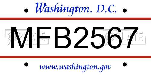 MFB2567 District Of Columbia License Plate