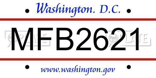MFB2621 District Of Columbia License Plate