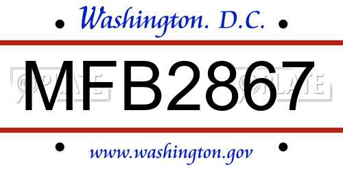 MFB2867 District Of Columbia License Plate