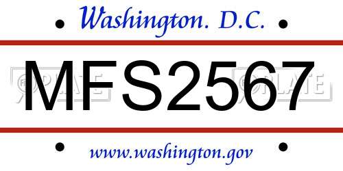 MFS2567 District Of Columbia License Plate