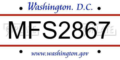 MFS2867 District Of Columbia License Plate