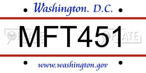 MFT451 District Of Columbia License Plate