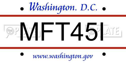 MFT45I District Of Columbia License Plate