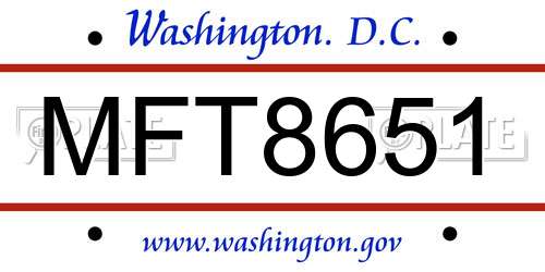 MFT8651 District Of Columbia License Plate