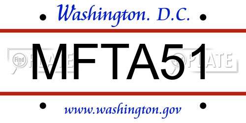 MFTA51 District Of Columbia License Plate