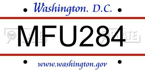 MFU284 District Of Columbia License Plate