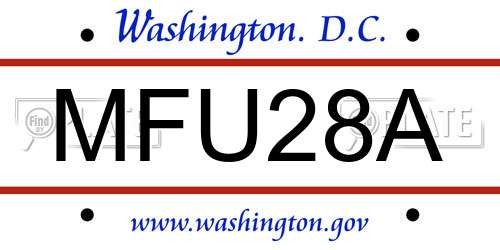 MFU28A District Of Columbia License Plate