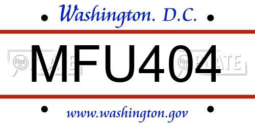 MFU404 District Of Columbia License Plate